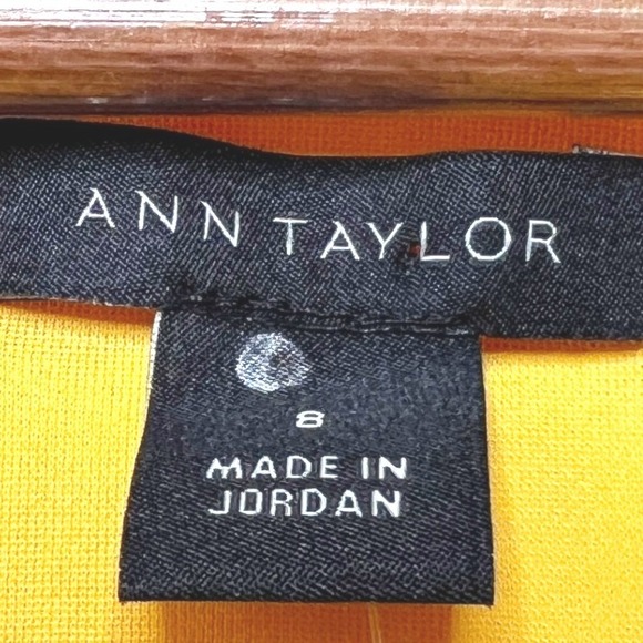Ann Taylor NWT Yellow Square Neck Womens Short Sleeve Sheath Midi Dress Size 8 - Picture 7 of 8